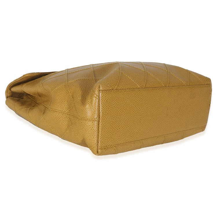 Vintage 2002 Chanel Dark Yellow Quilted Caviar Chain Flap