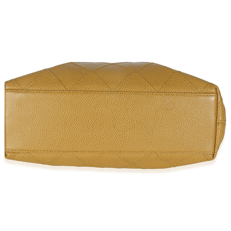 Vintage 2002 Chanel Dark Yellow Quilted Caviar Chain Flap