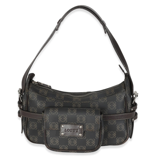 Vintage Loewe Black Anagram Canvas Shoulder Bag