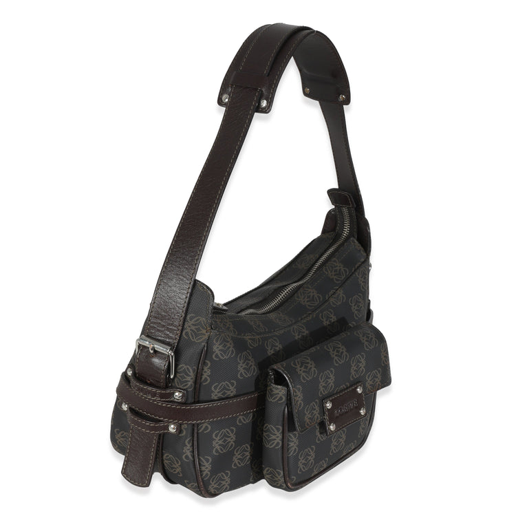 Vintage Loewe Black Anagram Canvas Shoulder Bag