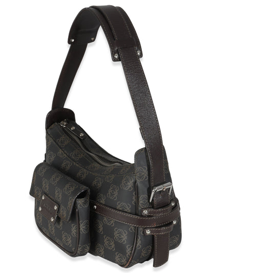Vintage Loewe Black Anagram Canvas Shoulder Bag
