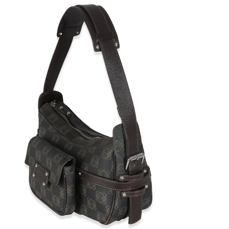 Vintage Loewe Black Anagram Canvas Shoulder Bag