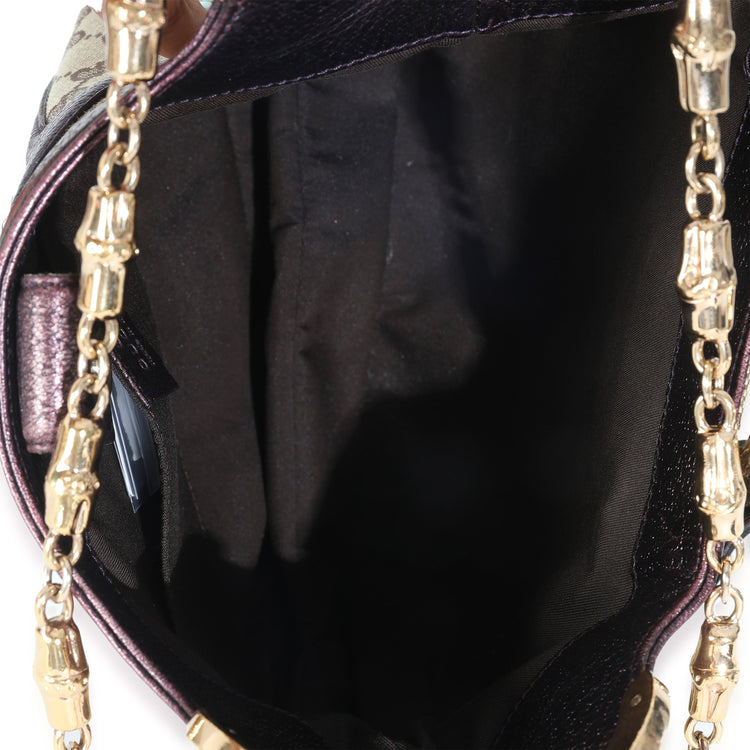 Vintage Gucci by Tom Ford Metallic Purple Bamboo Bag