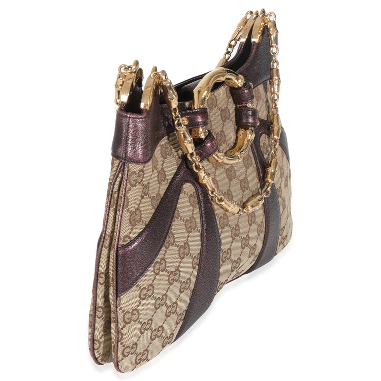 Vintage Gucci by Tom Ford Metallic Purple Bamboo Bag