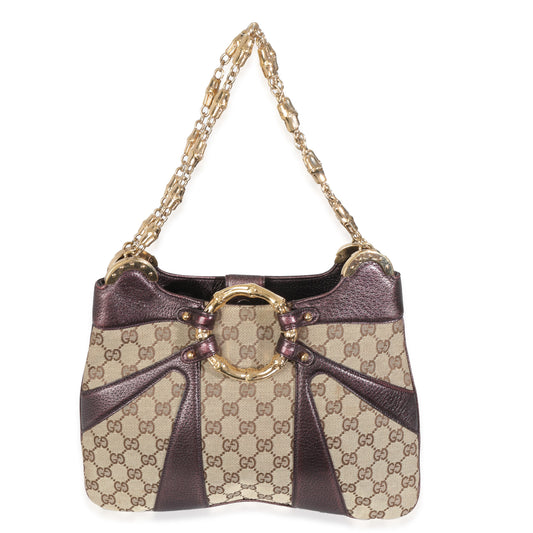 Vintage Gucci by Tom Ford Metallic Purple Bamboo Bag