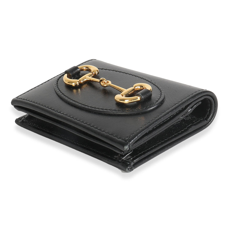 Vintage Gucci Black Calfskin Horsebit Card Case Wallet