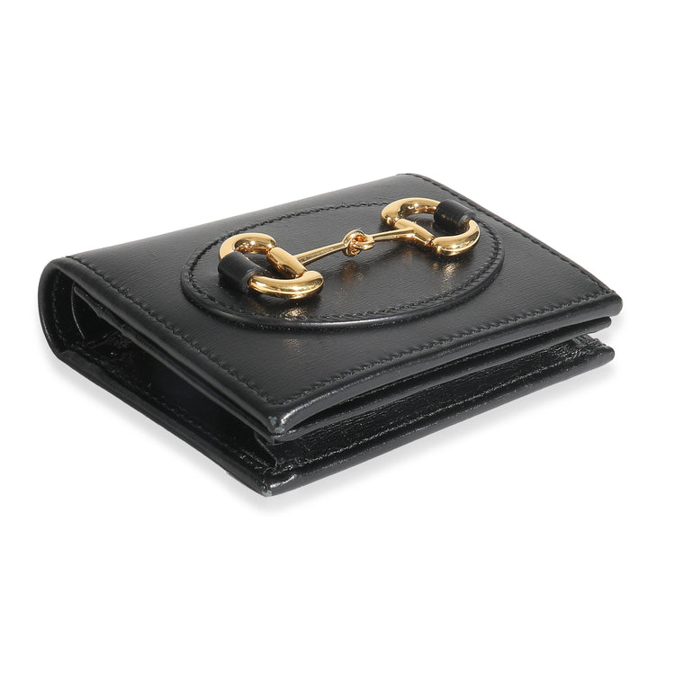 Vintage Gucci Black Calfskin Horsebit Card Case Wallet