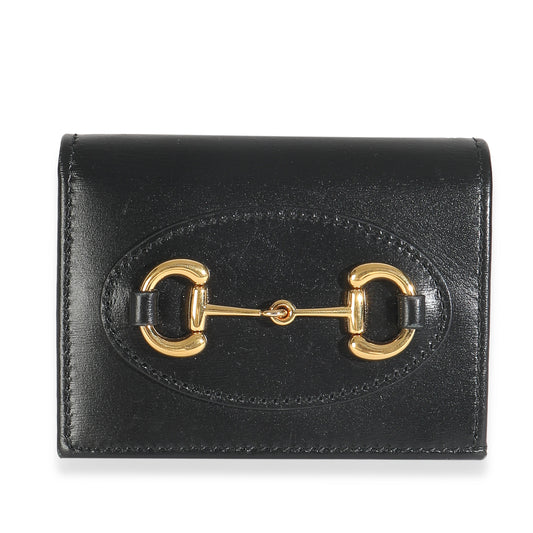 Vintage Gucci Black Calfskin Horsebit Card Case Wallet