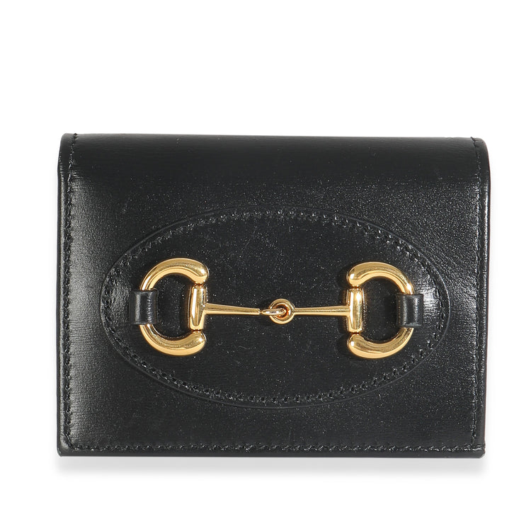 Vintage Gucci Black Calfskin Horsebit Card Case Wallet