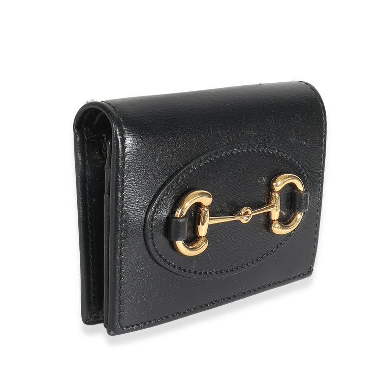 Vintage Gucci Black Calfskin Horsebit Card Case Wallet