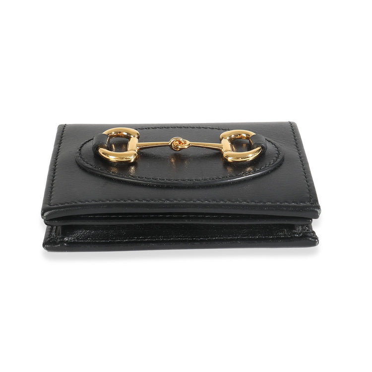 Vintage Gucci Black Calfskin Horsebit Card Case Wallet