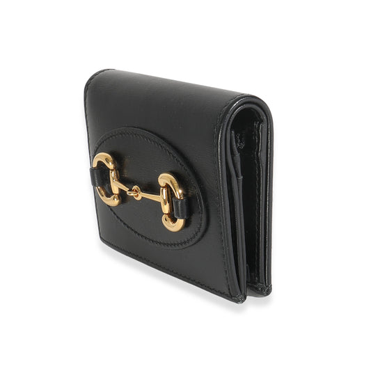 Vintage Gucci Black Calfskin Horsebit Card Case Wallet