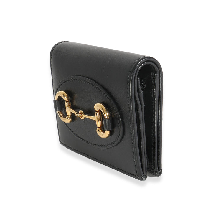 Vintage Gucci Black Calfskin Horsebit Card Case Wallet