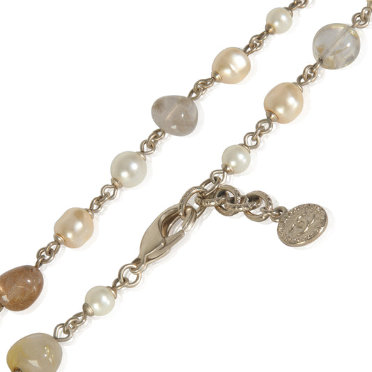 Gold-Plated 2014 100th Anniversary Faux Pearl & Bead Station Necklace