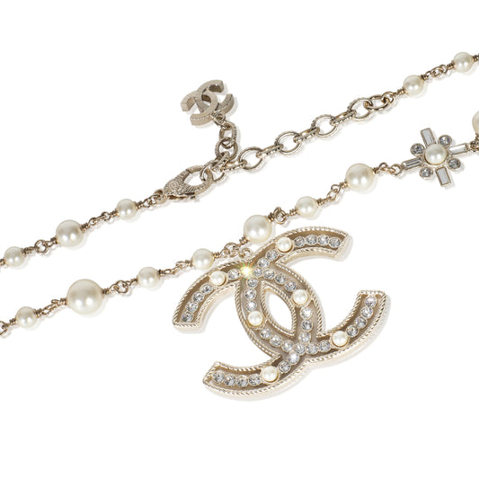 Gold-Plated 2020 Strass CC Pearl Necklace