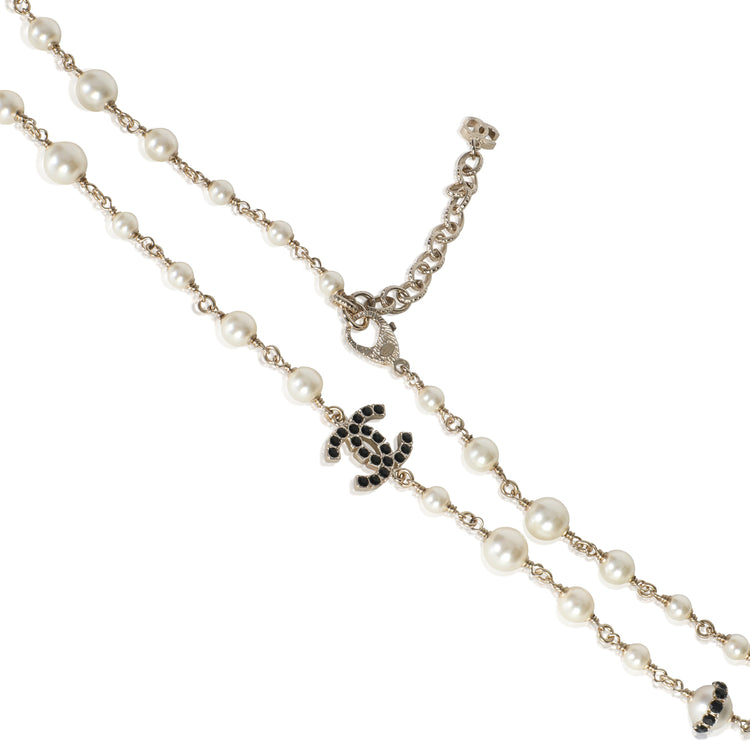 Gold-Plated 2020 Black Strass CC Station Necklace