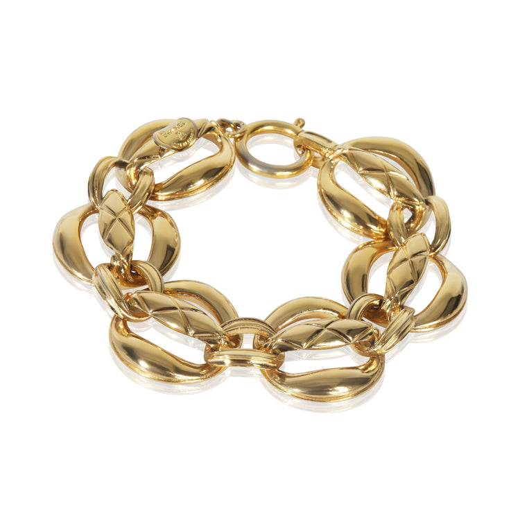 Gold-Plated Vintage Quilted Open Link Bracelet