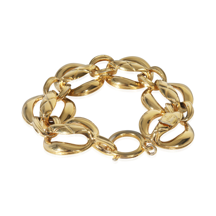 Gold-Plated Vintage Quilted Open Link Bracelet