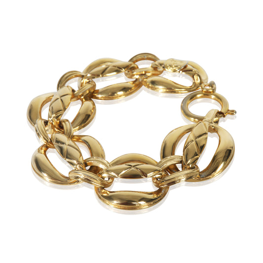 Gold-Plated Vintage Quilted Open Link Bracelet