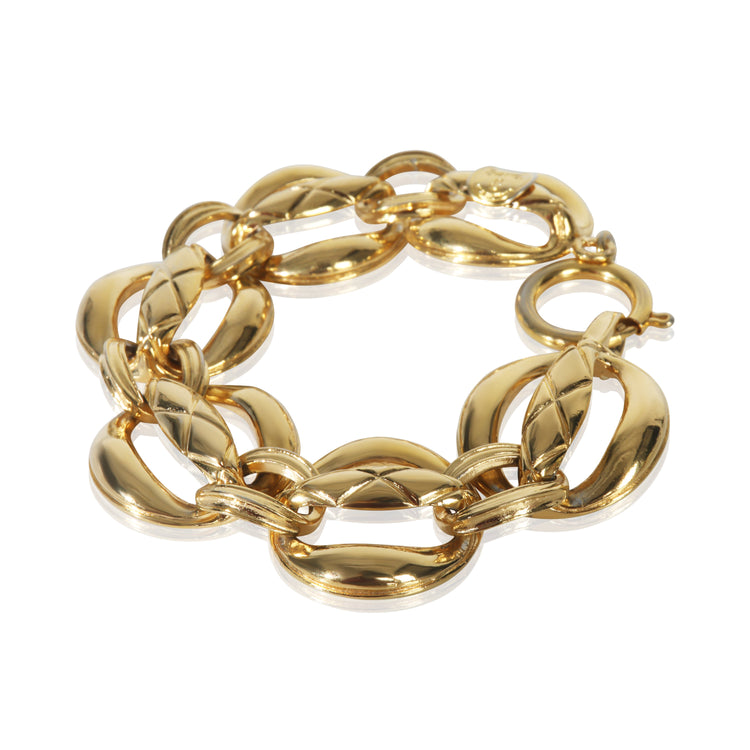 Gold-Plated Vintage Quilted Open Link Bracelet