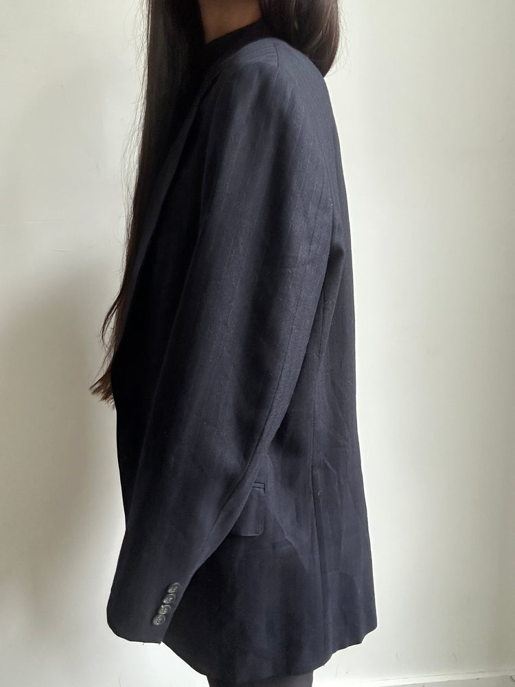 Vintage Ralph Lauren Navy Blue Striped Blazer Size Large