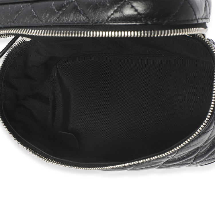 Black Crumpled Calfskin PVC Mini Backpack