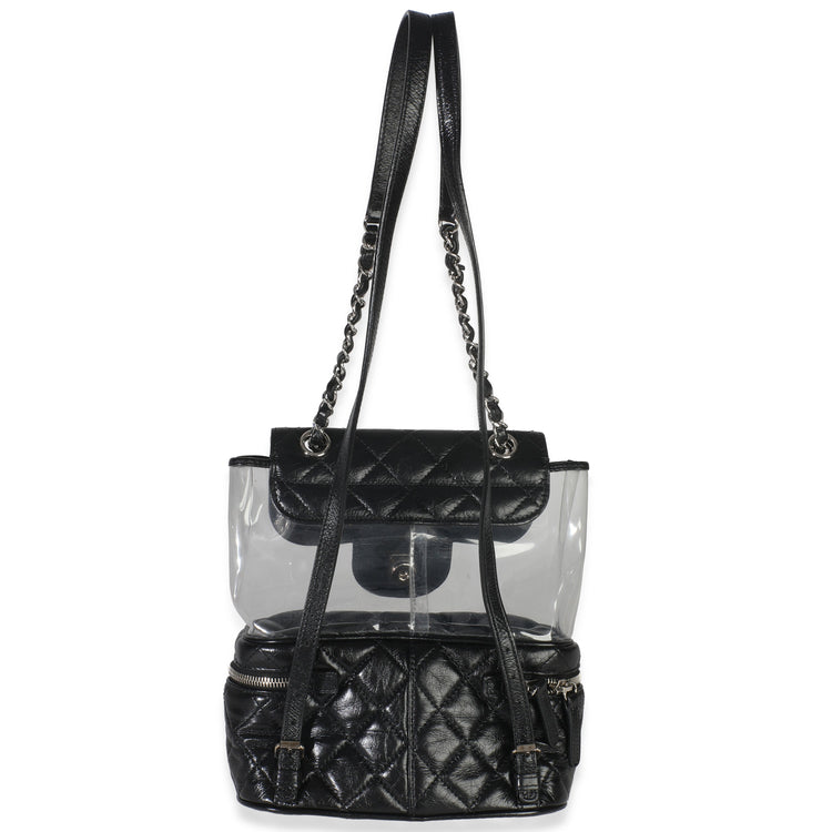 Black Crumpled Calfskin PVC Mini Backpack
