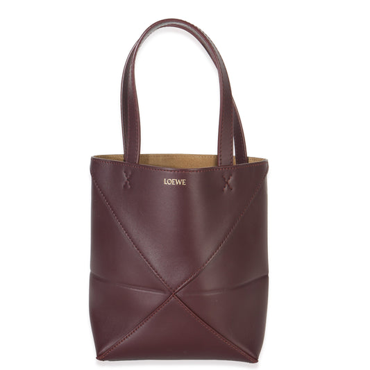 Burgundy Calfskin Mini Puzzle Fold Tote