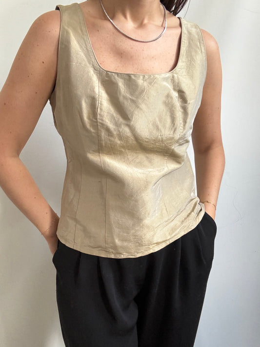 Vintage Gold Silk Tank Size 8
