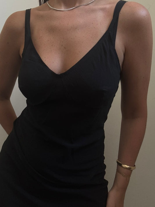 Vintage Silk Black Tank Size M