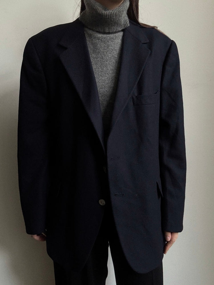 Vintage Pure Cashmere Navy Blue Blazer Size Large