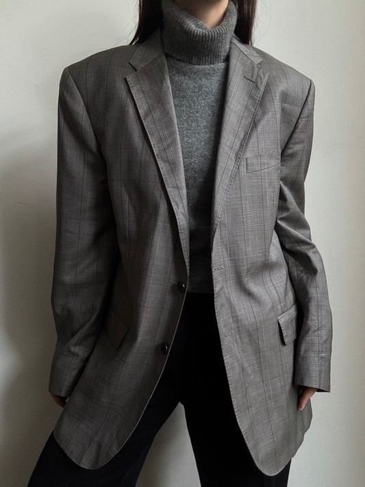 Vintage Saks Grey Plaid Blazer Size Large