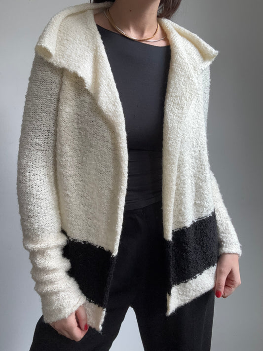 Vintage RL White Cardi w/ Black Stripe Size S/M