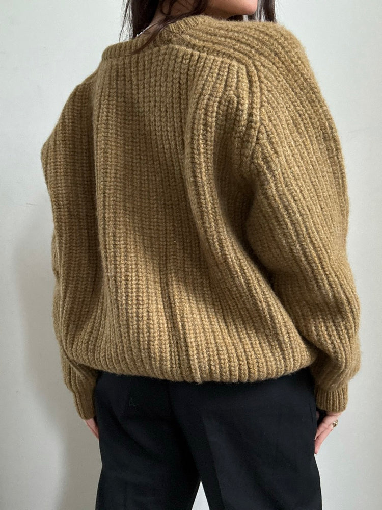 Vintage Hand Knit Brown Toned Irish Sweater Size Large