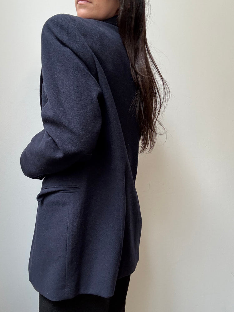 Vintage Navy Wool-Blend Tailored Blazer Size 10
