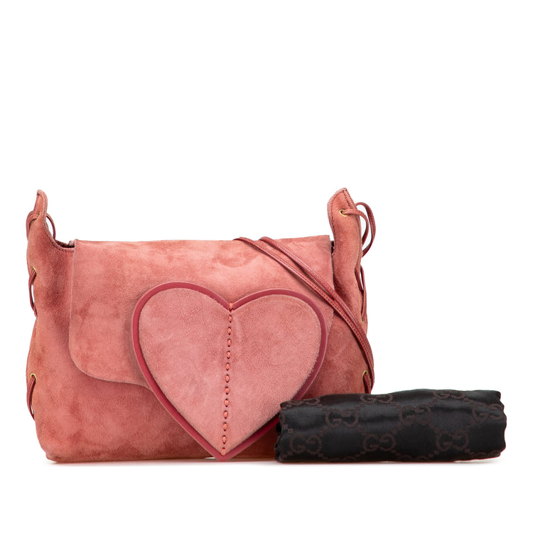 Vintage Gucci Suede Heart Shoulder Bag