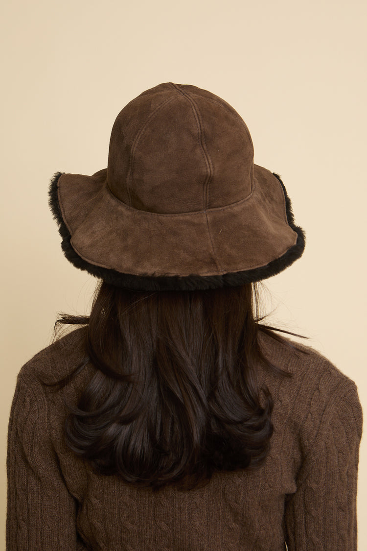 Vintage Burberry Sheepskin Bucket Hat Size OS