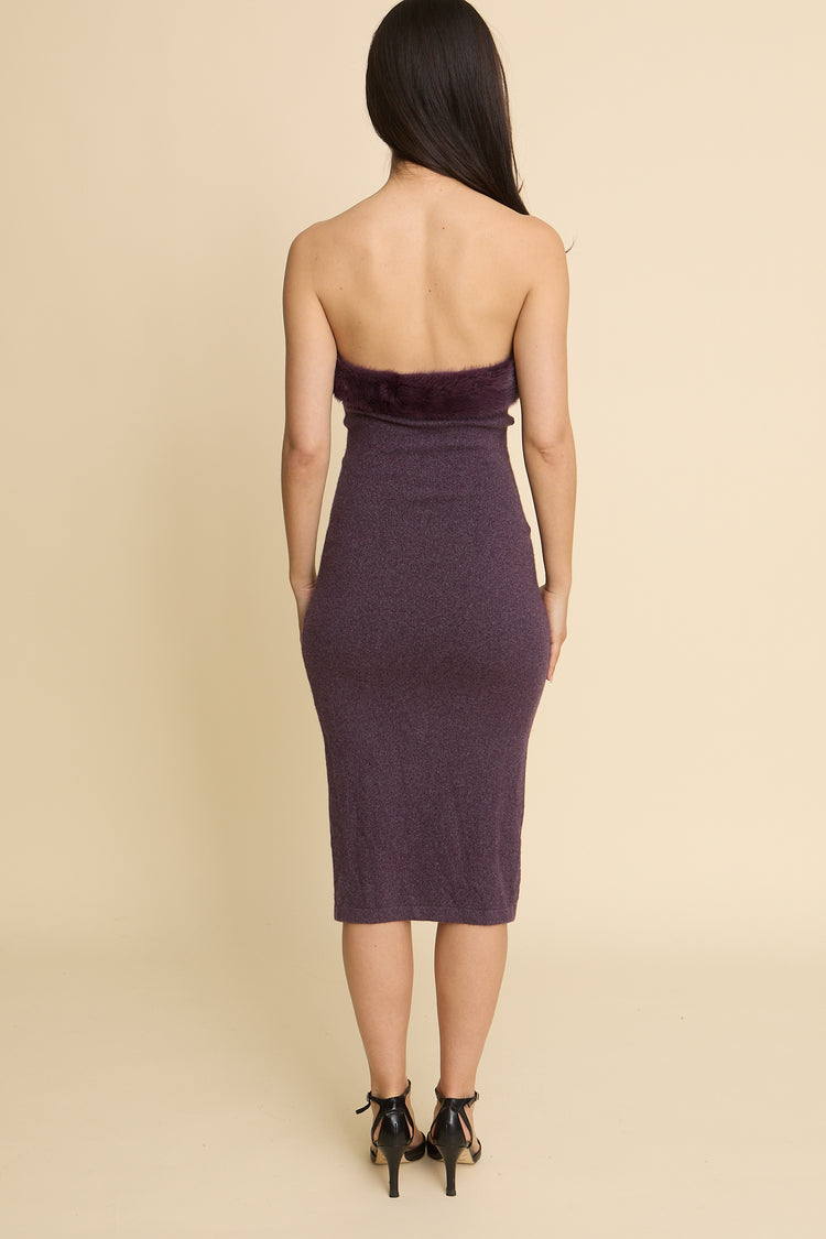 Vintage Cashmere Purple Strapless Dress and Cardigan Set Size 6