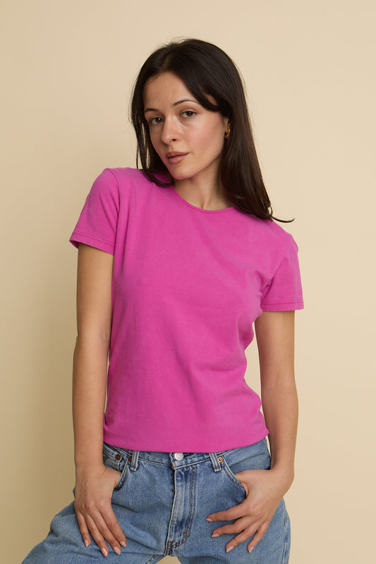 Vintage Fendi Logo Pink Short Sleeve Shirt Size S