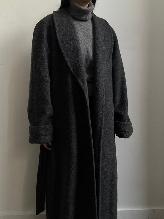 Vintage Grey Wool Trench + Belt Size Large