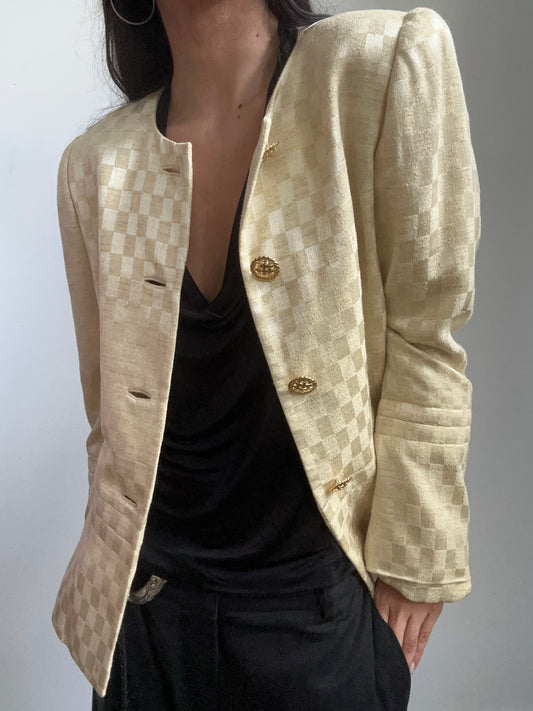 Vintage Yellow Check Blazer Size Small