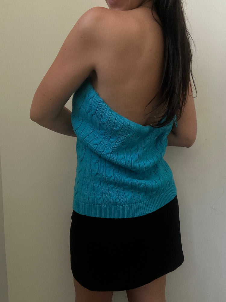 Vintage Ralph Lauren Strapless Cable Knit Tube Top Size Large