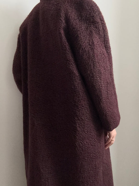 Vintage Missoni Burgundy Mohair Buttoned Coat Size Large