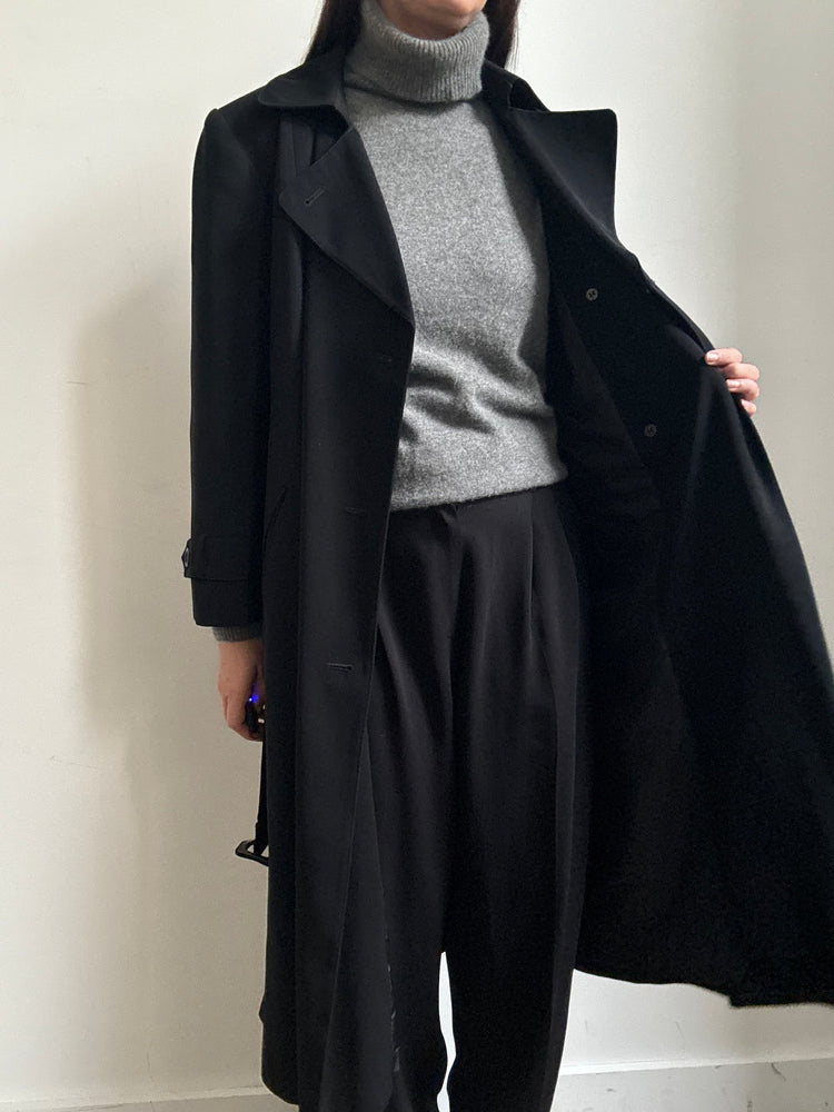 Vintage Petite Black Woman's Trench Coat Size Small