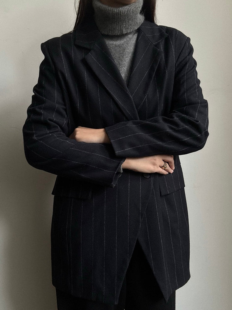 Vintage Black + White French Striped Blazer Size Medium