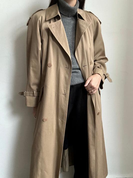 Vintage Classic Belted Beige Trench Size Medium