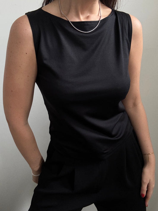 Vintage Black High Neck Tank Top Size Medium