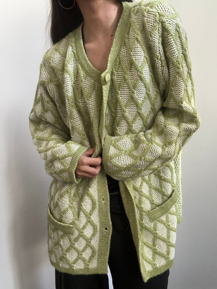 Vintage Irish Green and White Sweater Size Large