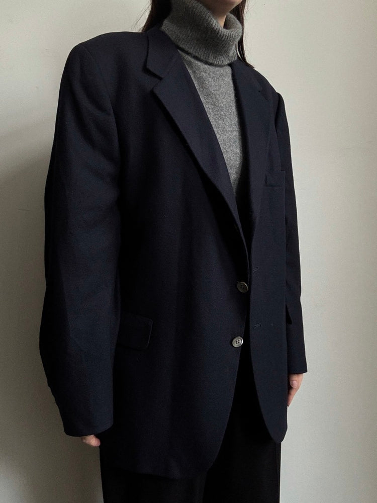 Vintage Pure Cashmere Navy Blue Blazer Size Large