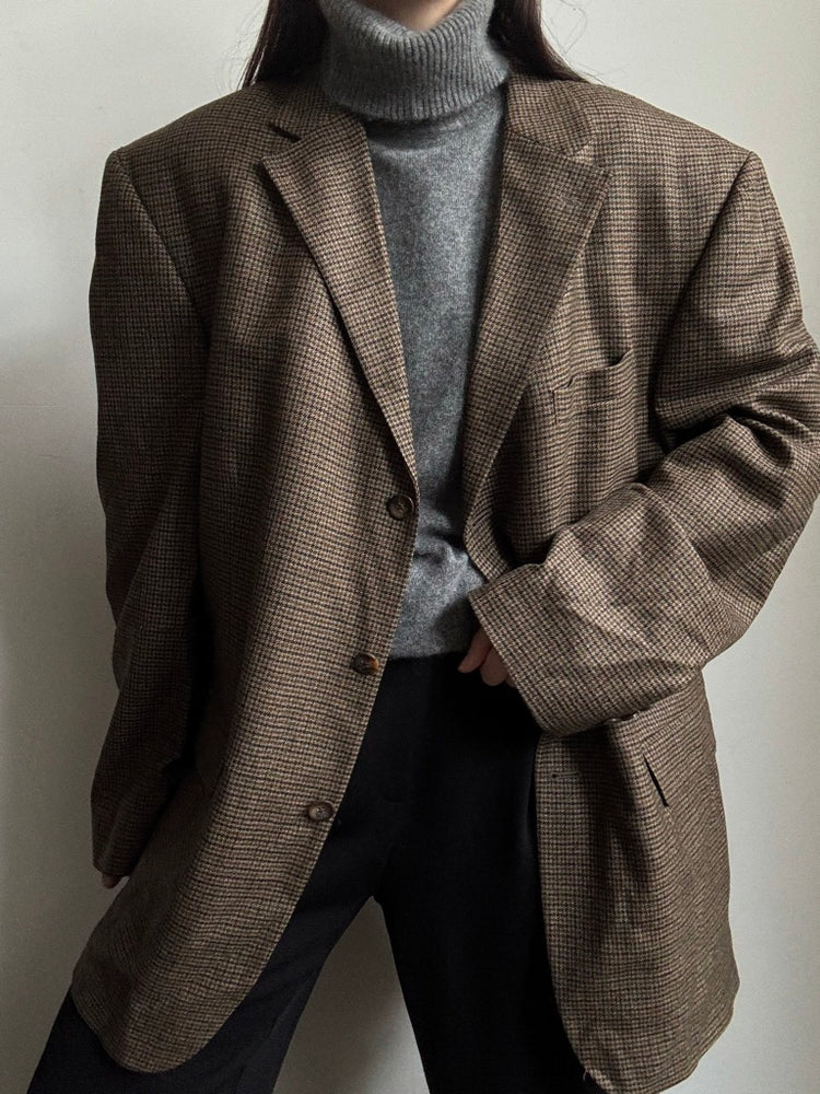 Vintage Ralph Lauren Chaps Houndstooth Blazer Size Large